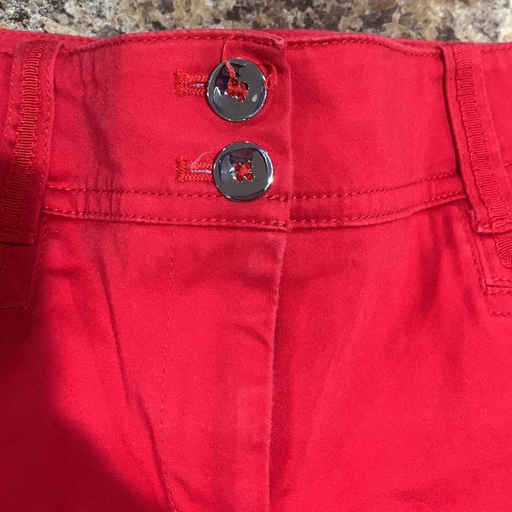 White House Black Market Red High-Rise Cuffed Shorts - Picture 6 of 7